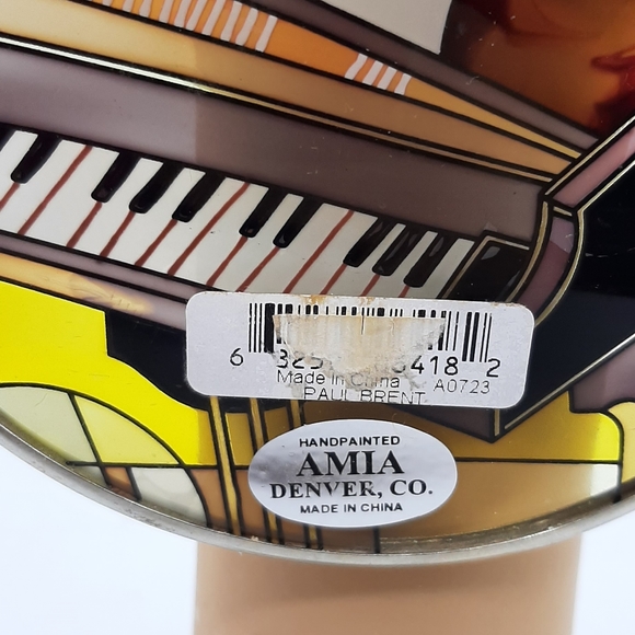 Vintage PAUL BRENT Hand Painted AMIA of Denver Glass Panio Music Sun Catcher - Picture 5 of 8